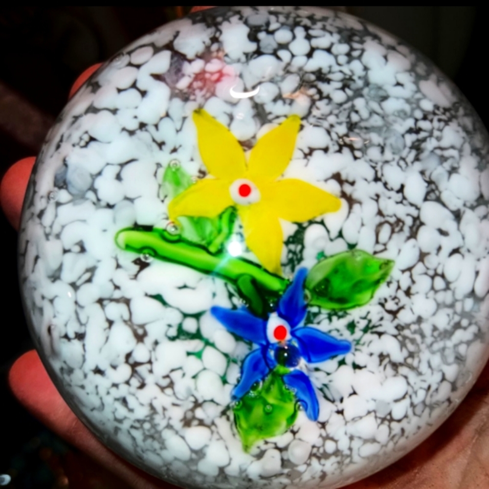 Floral Glass Paperweight